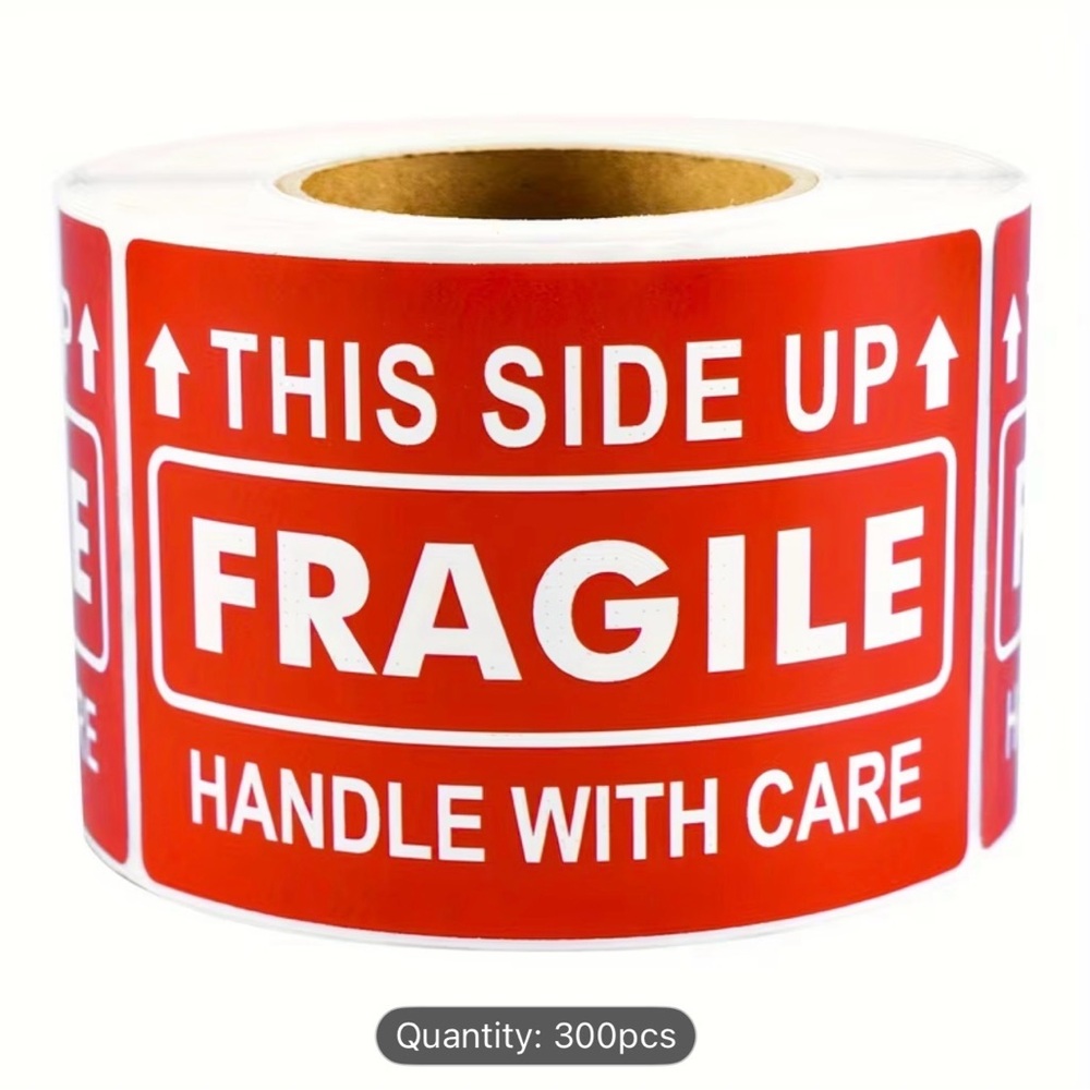 3x2 Fragile Stickers Roll of 300